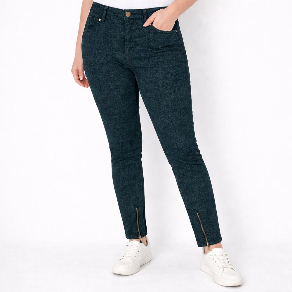 Pilcro & The Letterpress Teal Jacquard Moto Pants Size 28 Ankle Zip